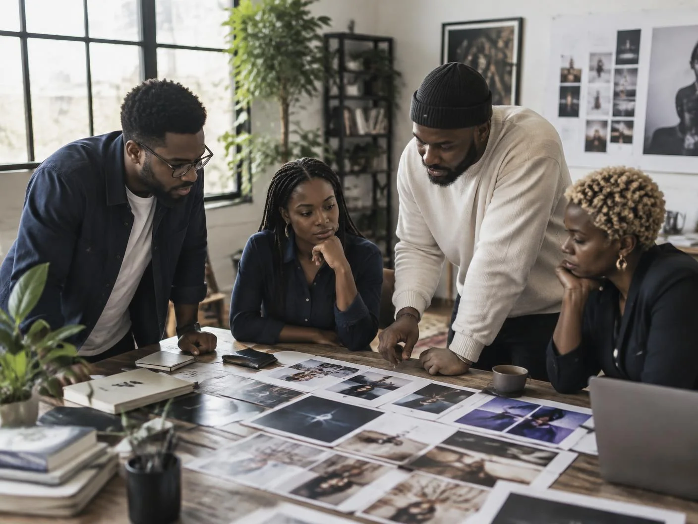 Agency strategists collaborating around campaign direction