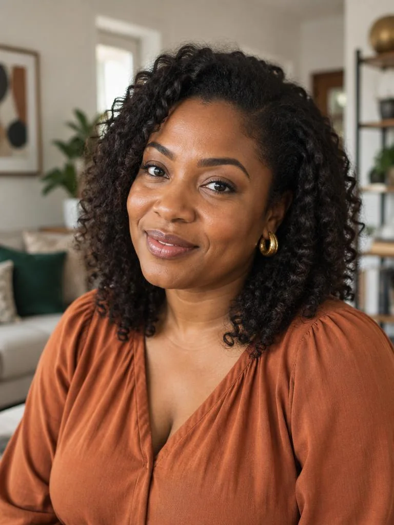 Nigerian family and lifestyle creator in a contemporary home