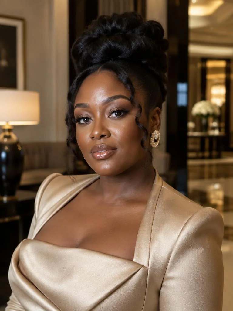 Nigerian luxury lifestyle creator in an elegant interior